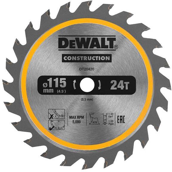 Rundsavsklinge til træ DeWalt DT20420-QZ; 115 mm; Z24