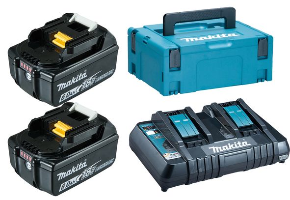 Tilbehørssæt Makita PowerPack; 18 V; 2x6,0 Ah batteri + lader