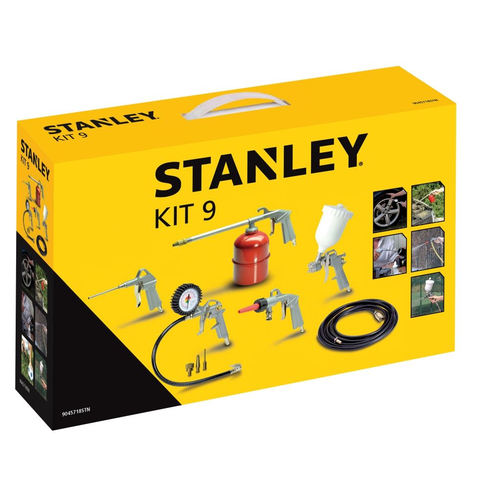 Kompressorværktøjssæt til maling og blæsning Stanley KIT9