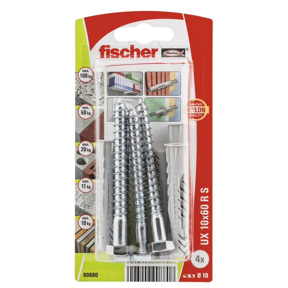 Selvskrue skrue med pin Fischer UX R S; 10x60 mm; 4 stk.