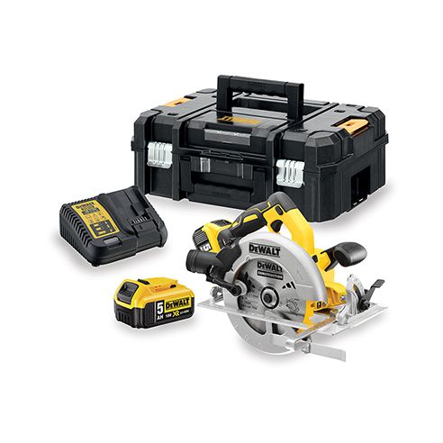 Batteridrevet rundsav Dewalt DCS570P2; 18 V; 2x5,0 Ah batt.