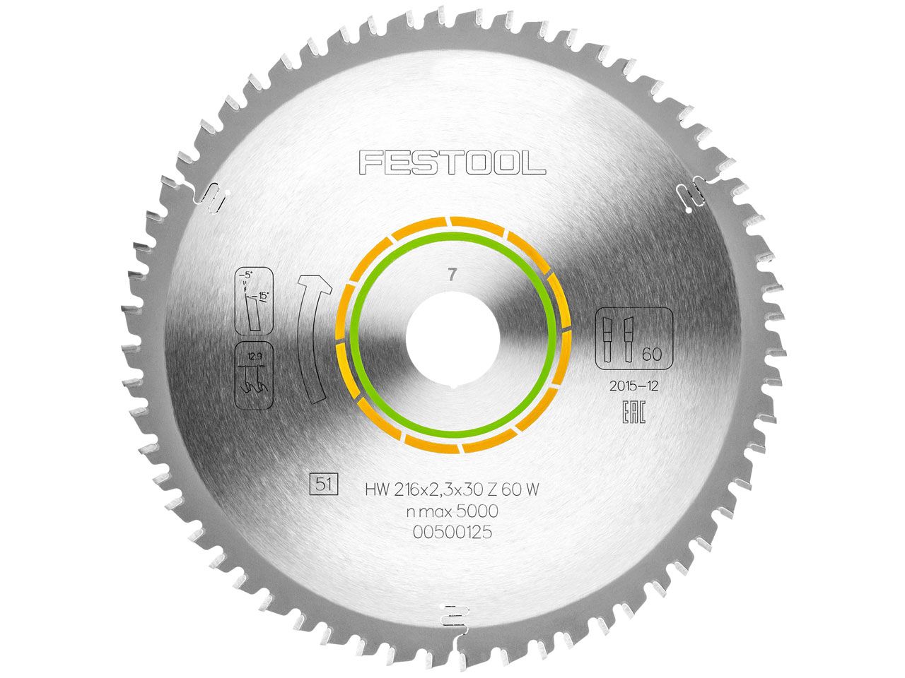 Rundsavsklinge til træ Festool; 216x2,3x30,0 mm; Z60; -5°