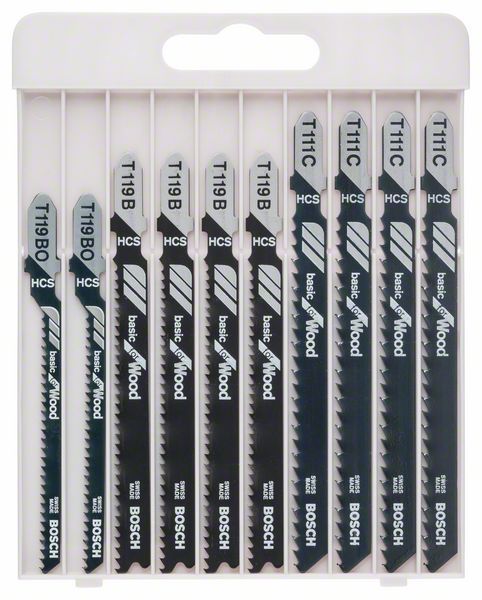 Stiksavsklinger i sæt Bosch ''Basic for Wood'' T119BO; T119B; T111C; 10 stk.