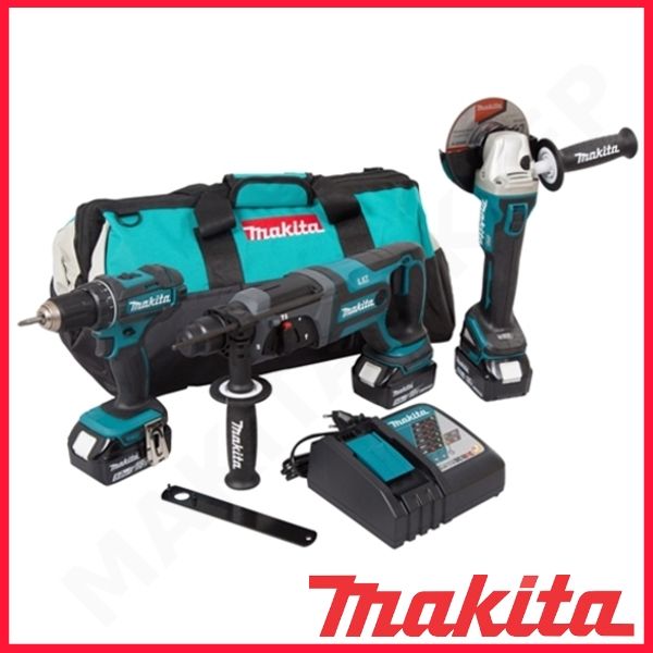 Værktøjssæt Makita DLX3078TX1 (DGA504 + DHR241 + DDF482); 18 V; 3x5,0 Ah batt.