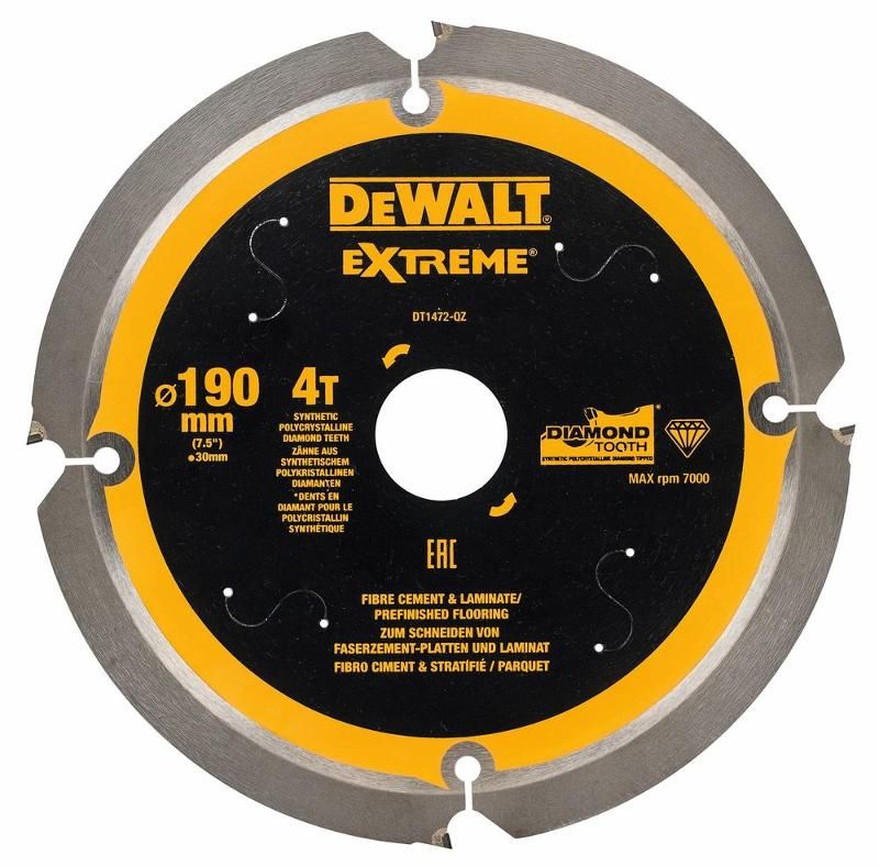 Rundsavsklinge til fibercement DeWalt; 190x1,8x30,0 mm; Z4; 12°