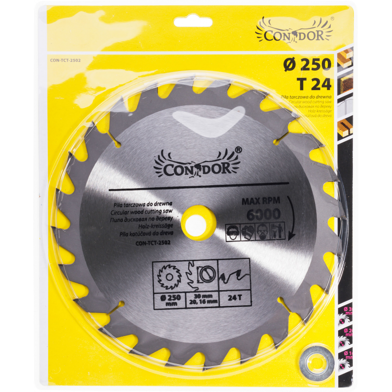 Rundsavsklinge til træ Condor CON-TCT-2502; 250 mm; Z24
