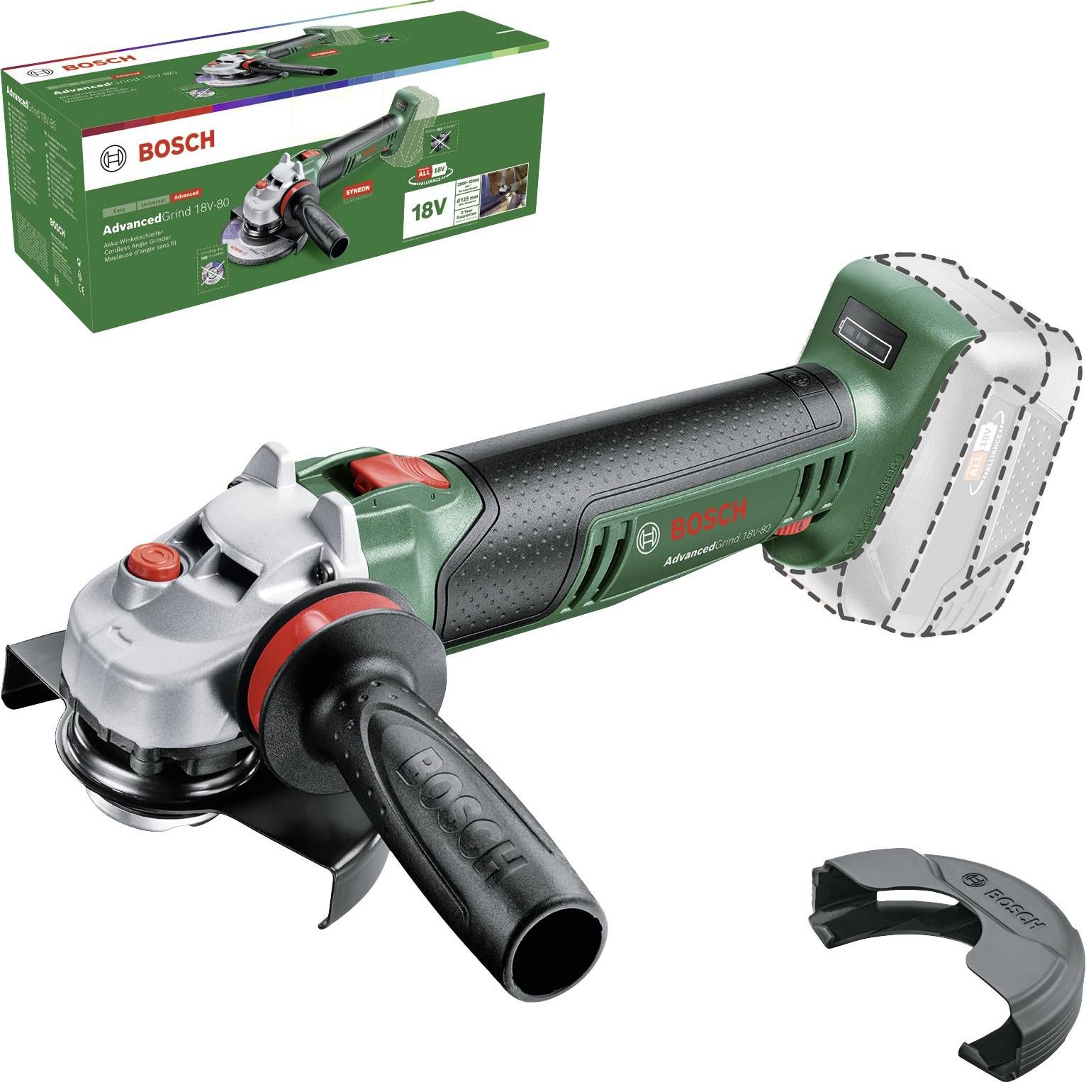Vinkelsliber Bosch Advanced Grind 18V-80; 18 V (uden batteri og oplader)