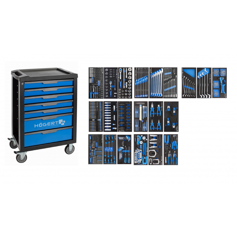 Vogn med værktøj Hogert HT7G048-INS-4A; 596 stk.