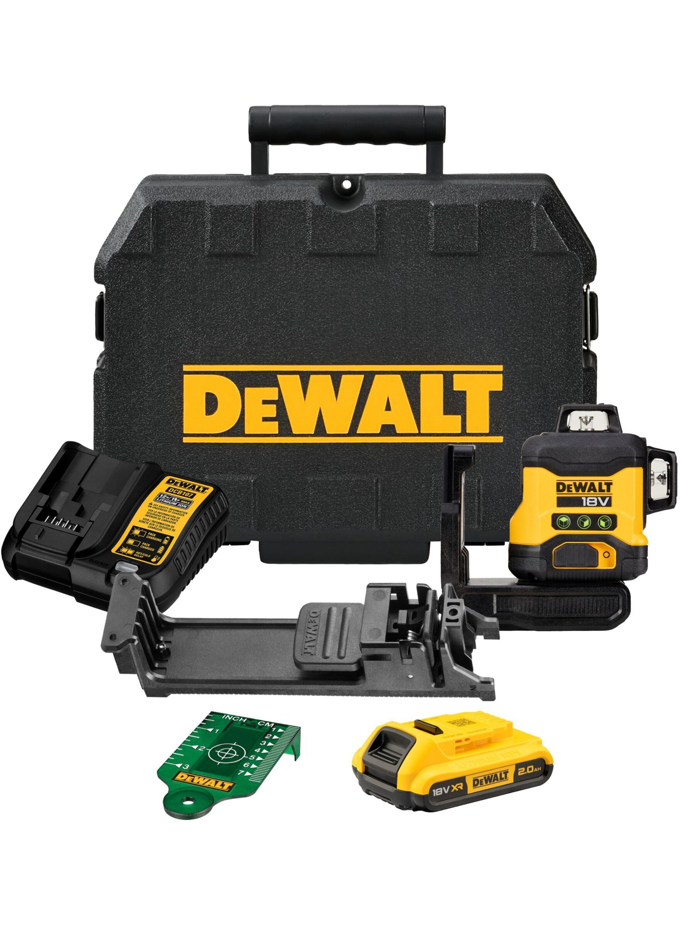 Selvnivellerende krydslinjelaser DeWalt DCLE34031D1-QW; 18 V; 1x2,0 Ah batt.