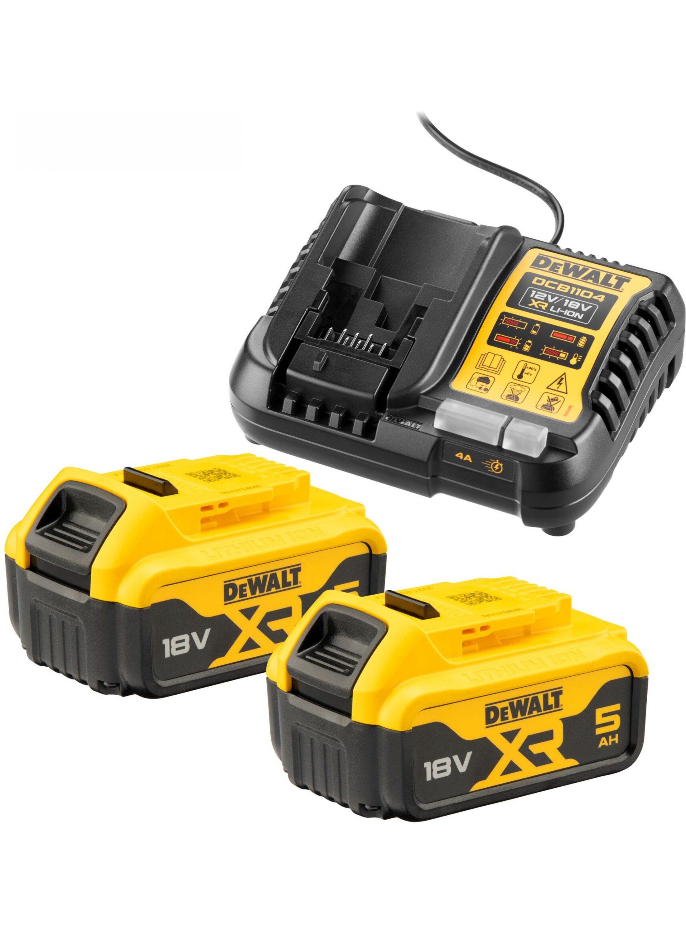 Tilbehørssæt DeWalt DCB1104P2-QW; 18 V; 2x5,0 Ah batt.