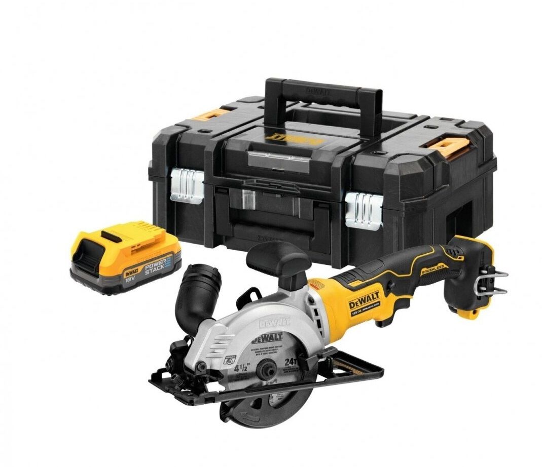 Vinkelsliber DeWalt DCS571E1T-XJ; 18 V; 1x1,7 Ah batt.
