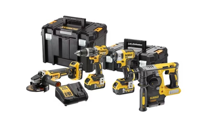 Værktøjssæt DeWalt (DCG405 + DCH273 + DCD796 + DCF887); 18 V; 3x5,0 Ah batteri. + koffert TSTAK
