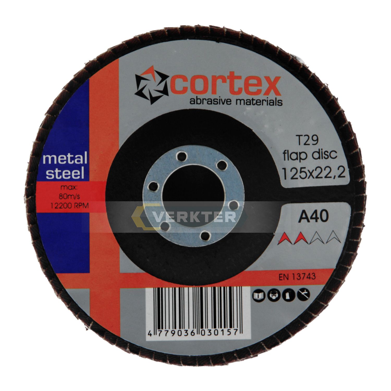 Fanformet slibeskive Cortex 30921; 125 mm; P40; 6 stk.
