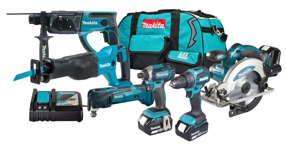Værktøjssæt Makita DLX6135TX1 (DDF490+DTD152+DHR202+DSS610+DJR186+DTM51); 18 V; 3x5,0 Ah batt.