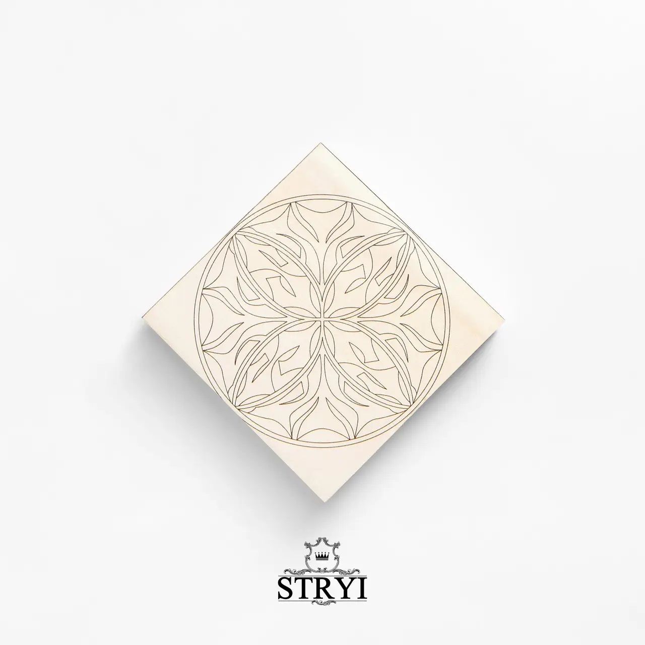 Træplade - skabelon STRYI; 100x100x20 mm;