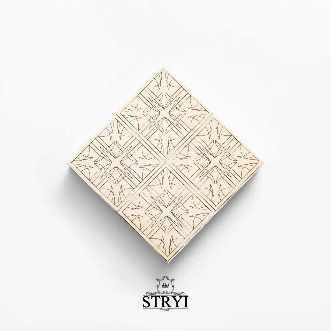 Træplade - skabelon STRYI; 100x100x20 mm;