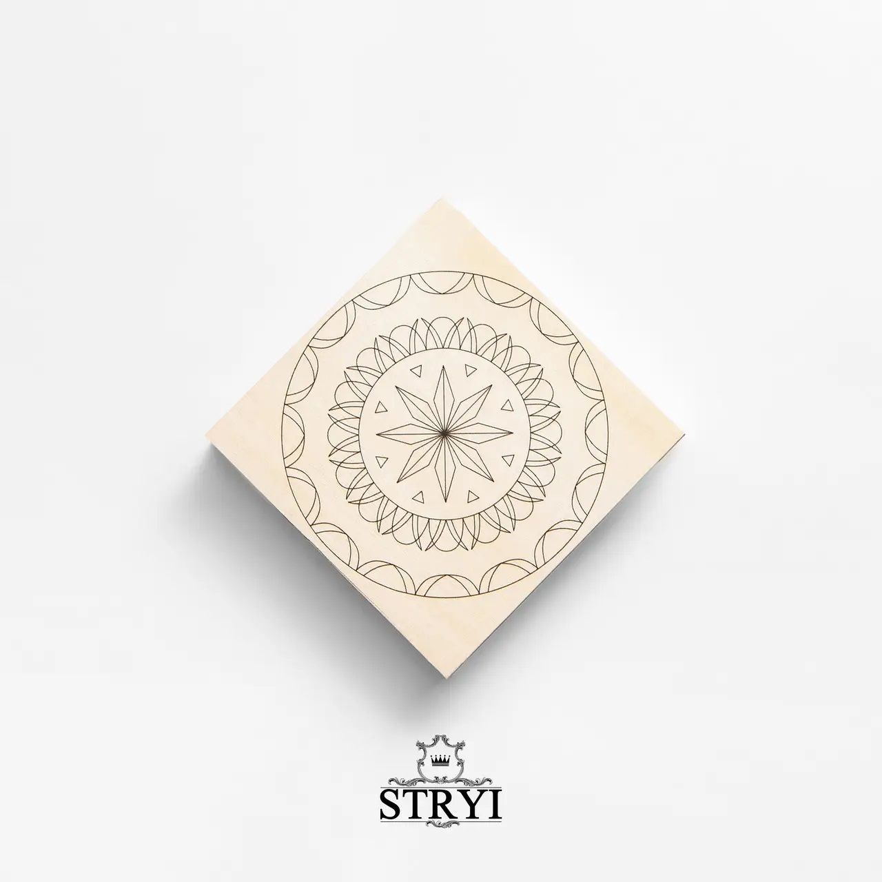 Træplade - skabelon STRYI; 100x100x20 mm;