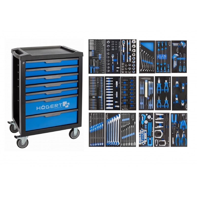 Vogn med værktøj Hogert HT7G048-INS-3A; 284 stk.