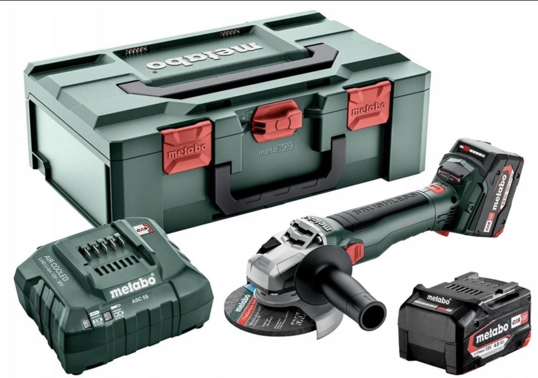 Vinkelsliber Metabo W 18 LT BL 11-125; 18 V; 2x4,0 Ah batt.