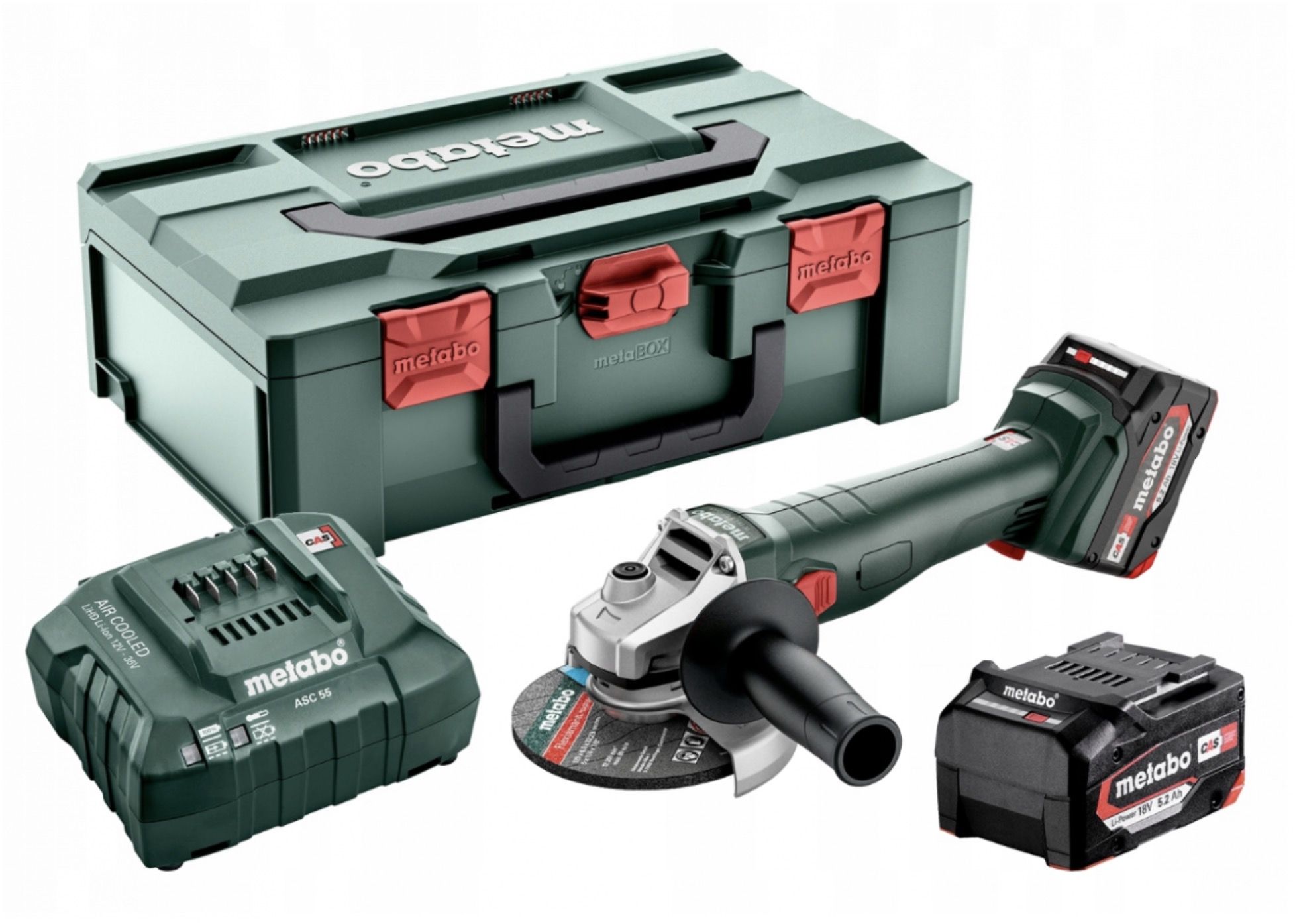 Vinkelsliber Metabo W 18 L 9-125 Quick; 18 V; 2x5,2 Ah batt.