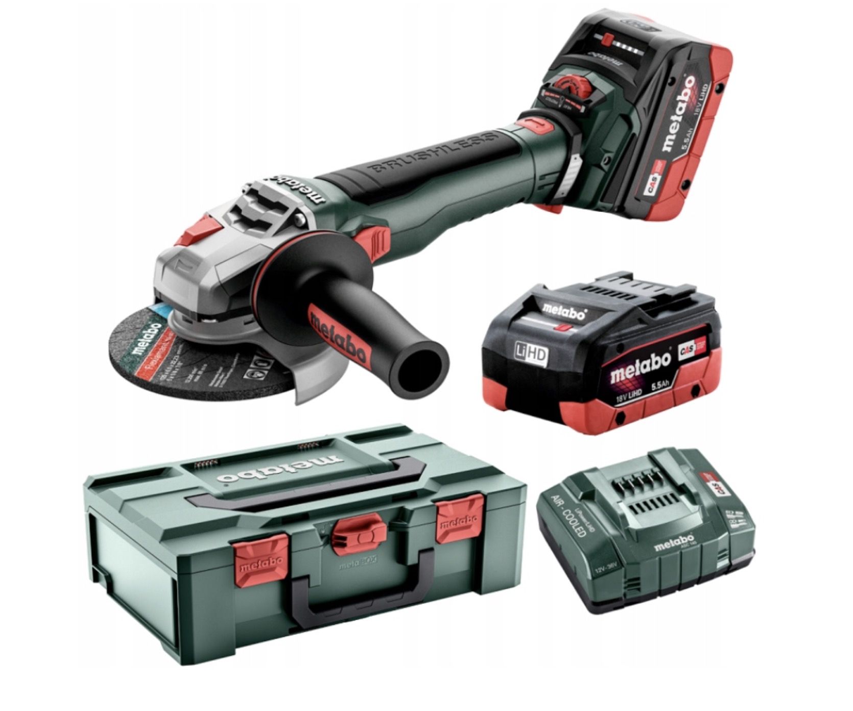 Vinkelsliber Metabo WVB 18 LT BL 11-125 Quick; 18 V; 2x5,5 Ah batt.