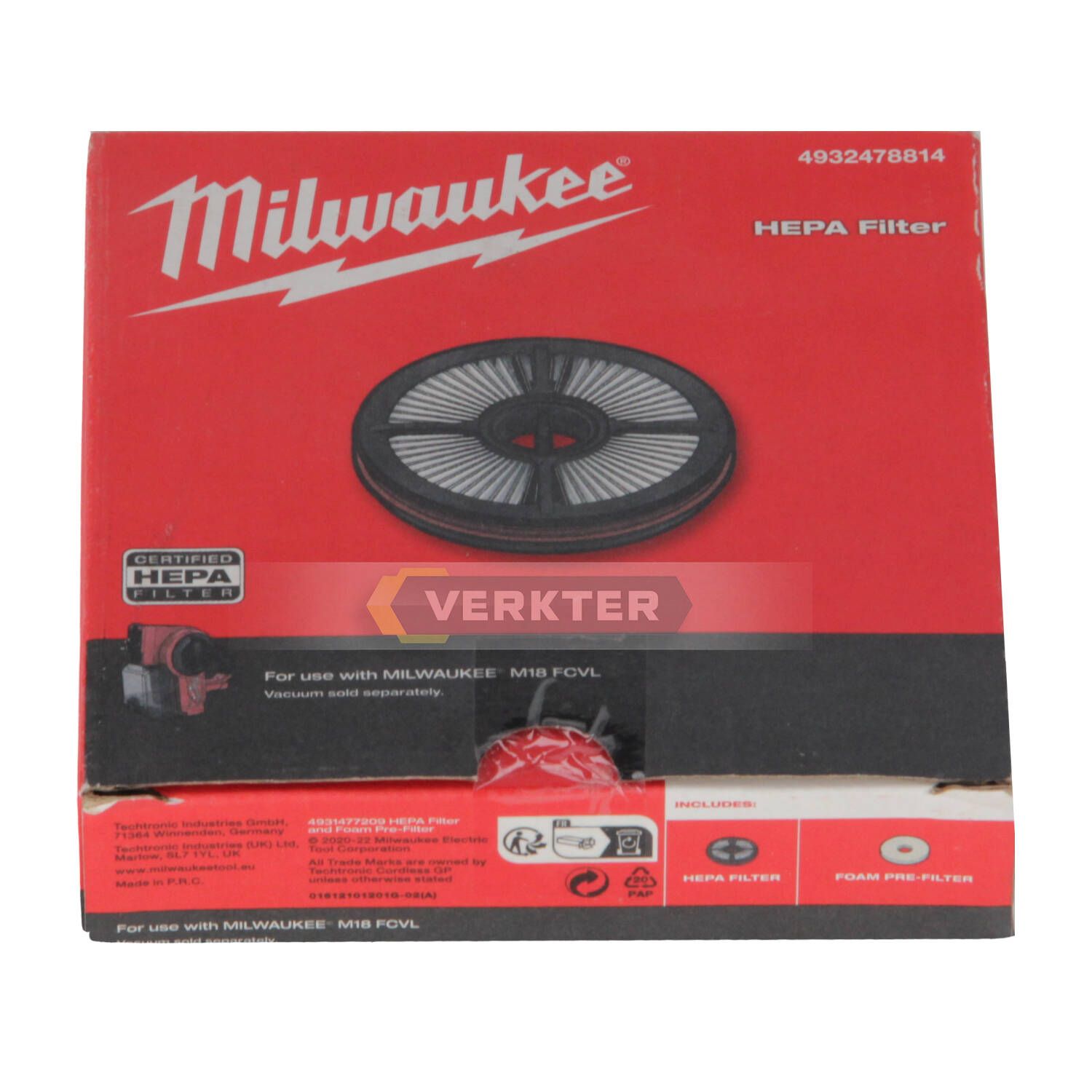 HEPA filter til støvsugere Milwaukee M18 FCVL 4932478814