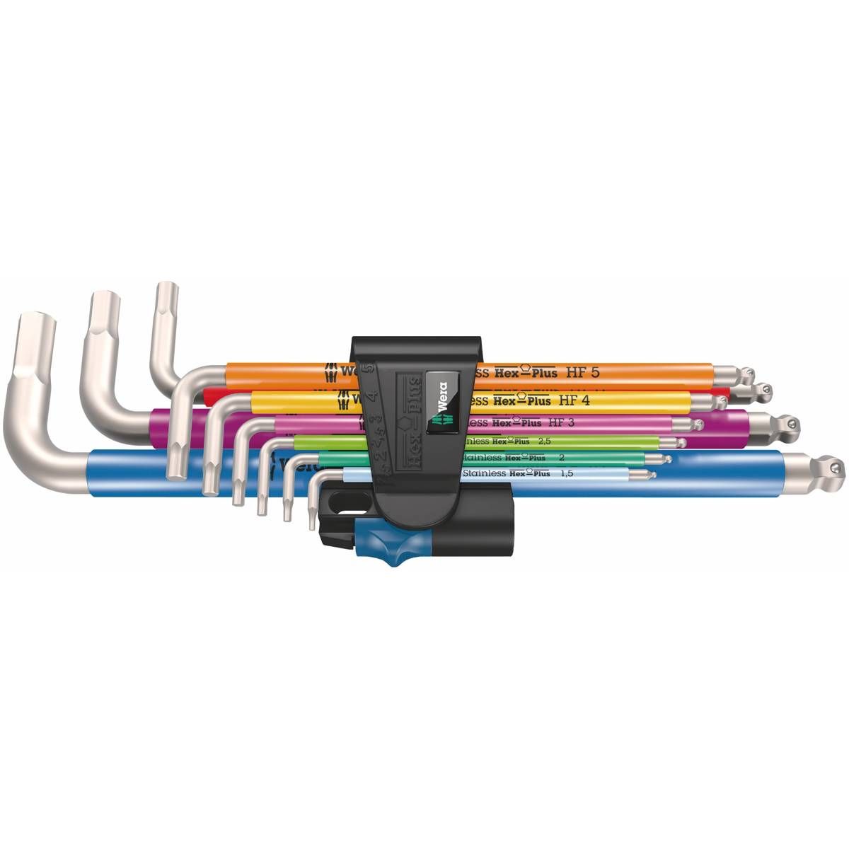 Sekskantnøgle sæt Wera 3950/9 Hex-Plus Multicolour HF Stainless 1; 1,5-10 mm; 9 stk.