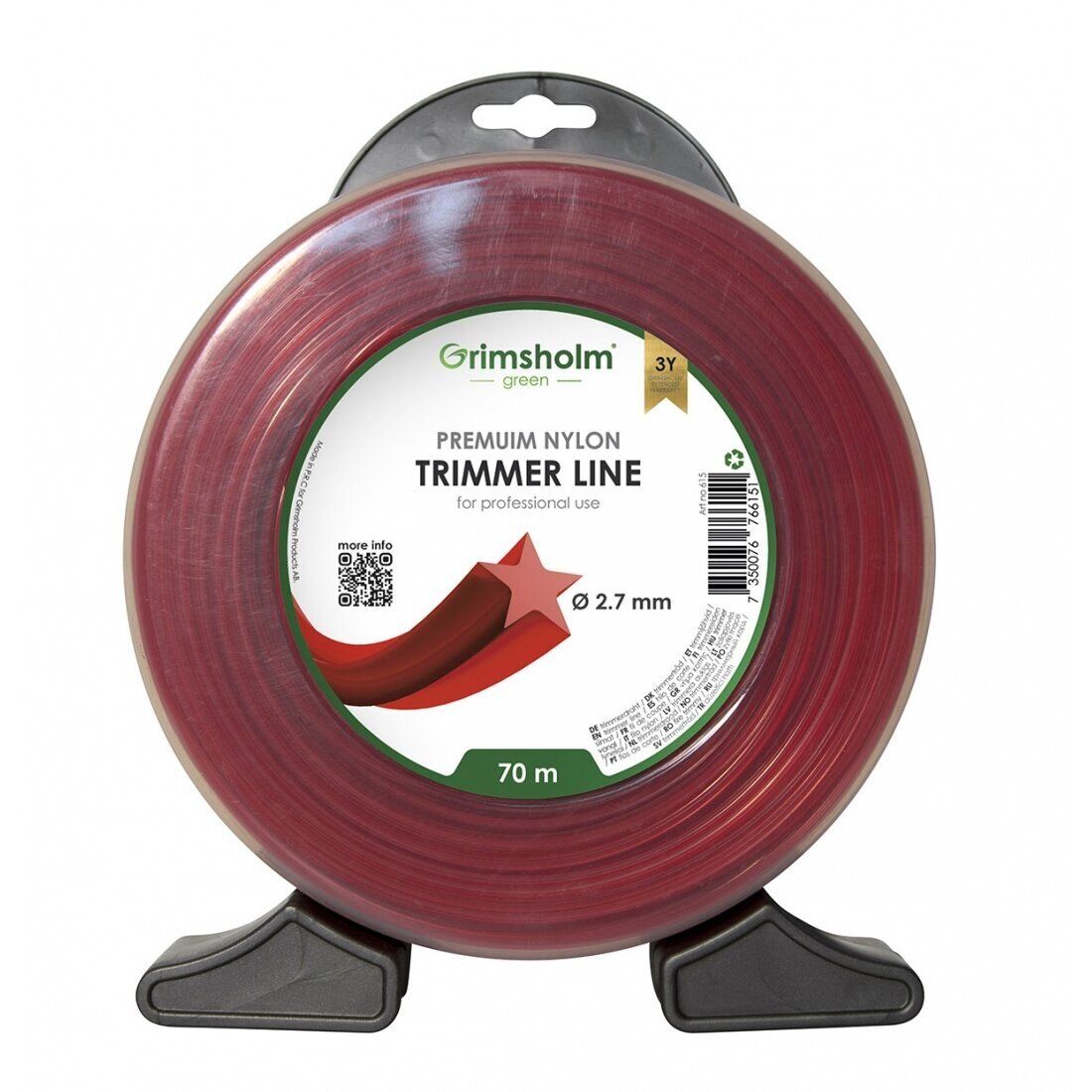 Trimmertråd Grimsholm Star; 2,7 mm/70 m; penta