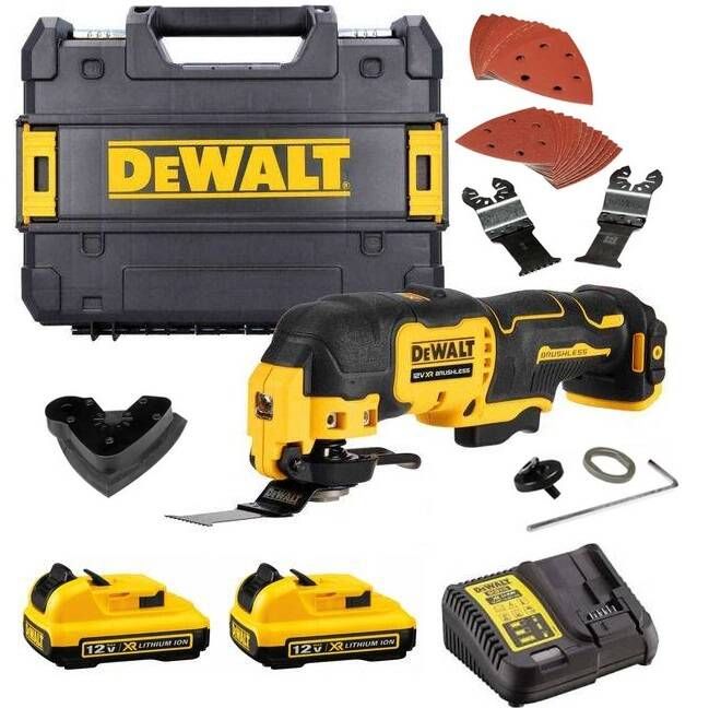 Multifunktionsværktøj DeWalt DCS353D2-QW; 12 V; 2x2,0 Ah batt.