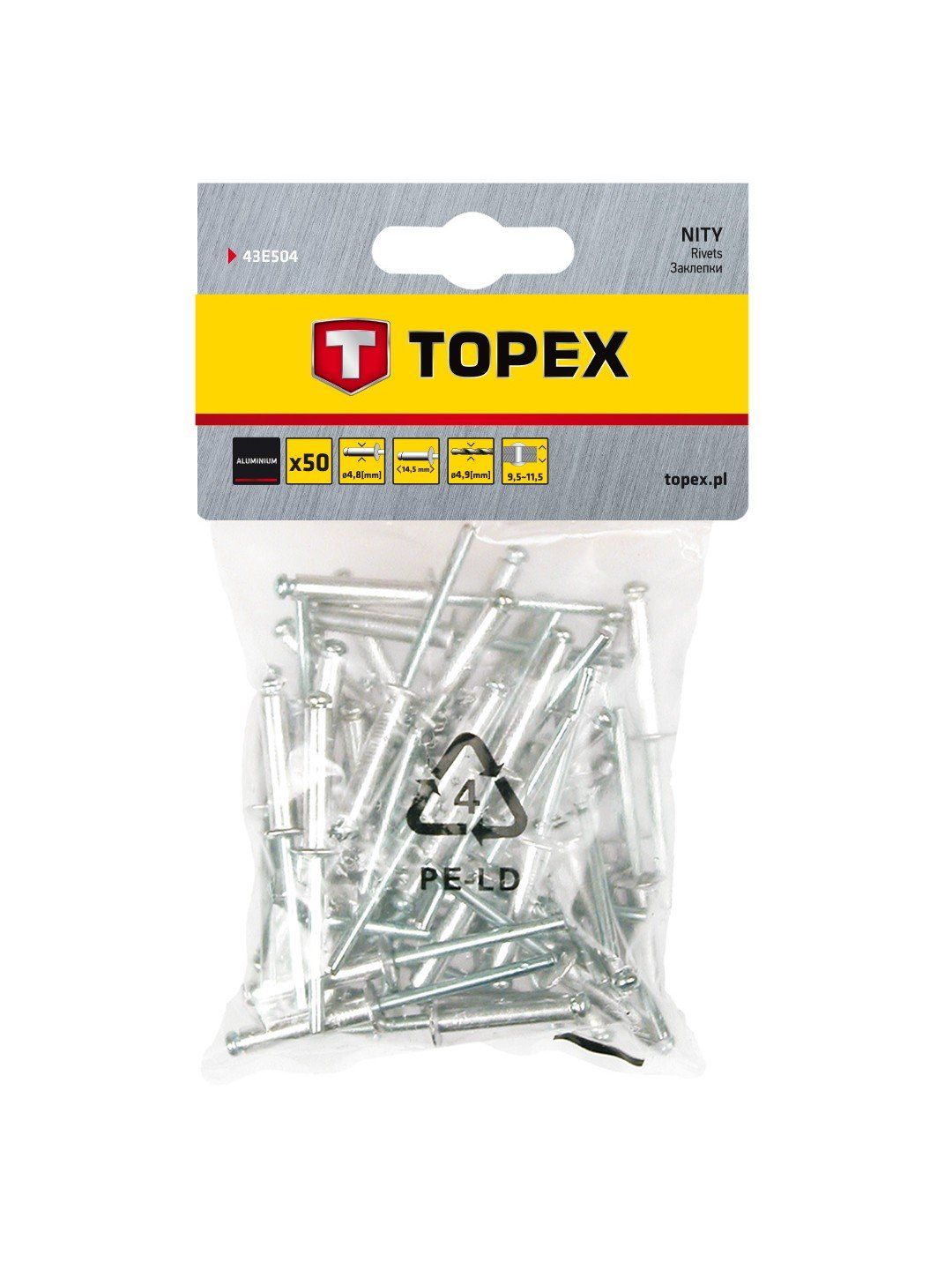 Nitter Topex 43E504; 4,8x14,5 mm; 50 stk.