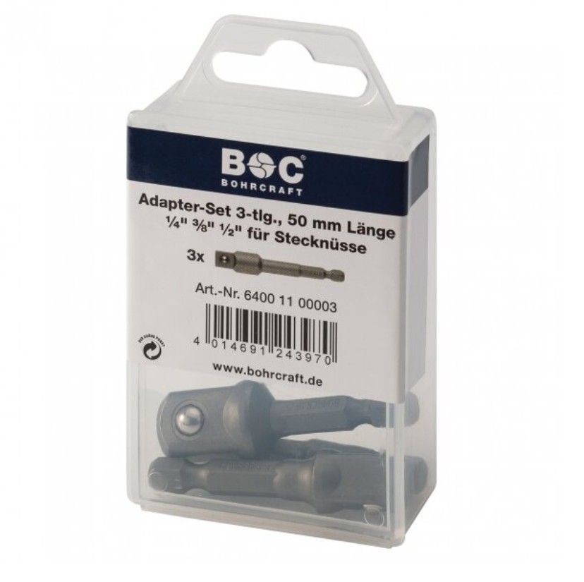 Adapter sæt Bohrcraft BC64001100003; 1/4'', 3/8'', 1/2''; 3 stk.