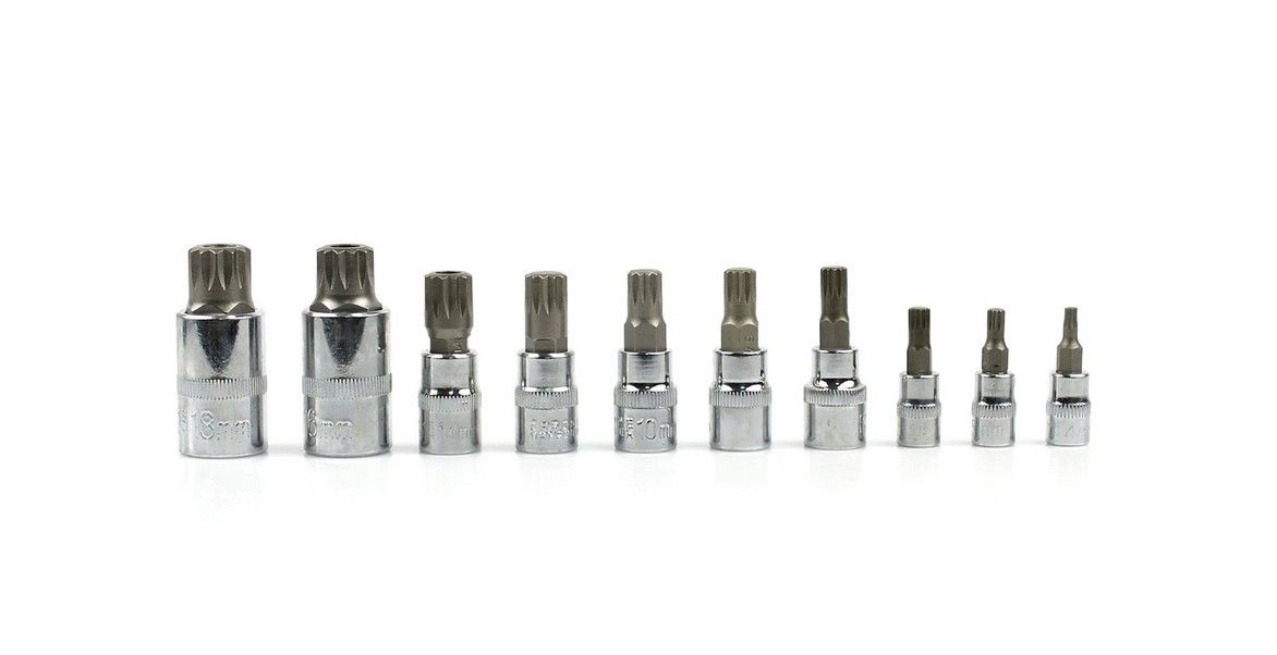 Socket &amp; bit set Geko G13551; M4-M18; 10 stk.