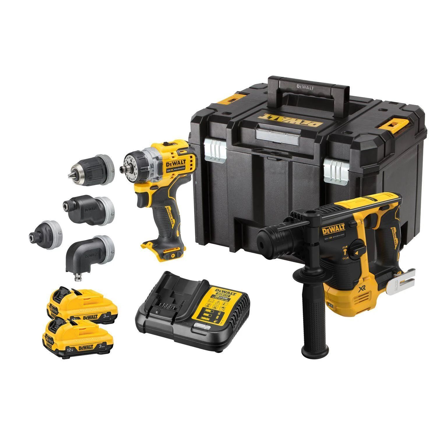 Værktøjssæt DeWalt DCK2101L2T-QW (DCH072 + DCD703); 12 V; 2x3,0 Ah batt.