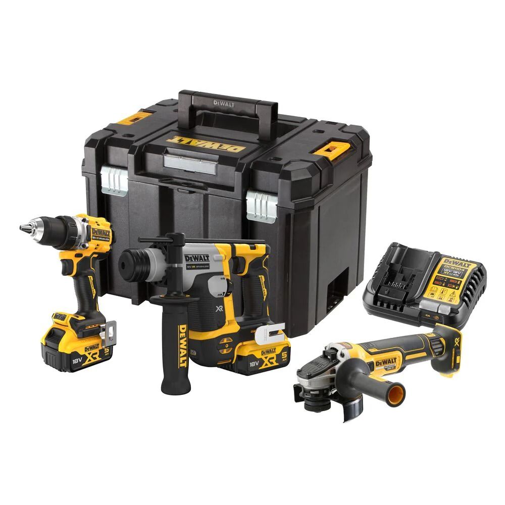 Værktøjssæt DeWalt DCK355P2T-QW (DCD800 + DCH172 + DCG405); 18 V; 2x5,0 Ah batt.