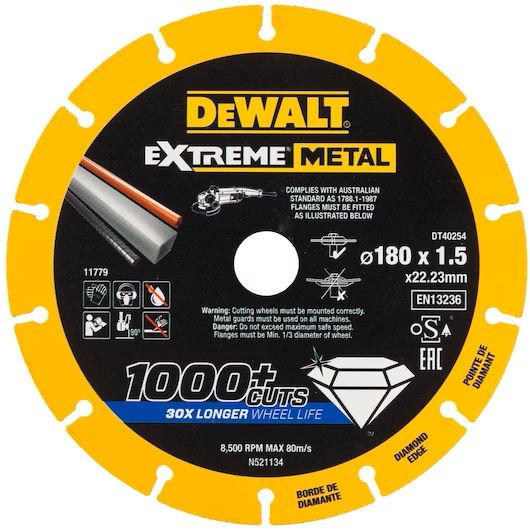 Diamantskæreskive DeWalt DT40254-QZ; 180x22,23 mm