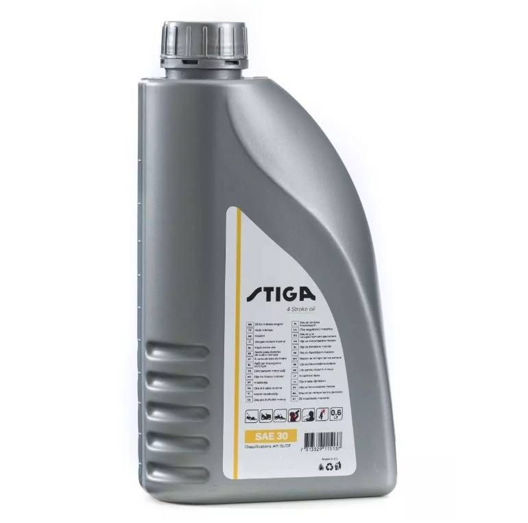 Olie Stiga SAE 30; 0,6 l Til havemaskiner med firetaktsmotorer