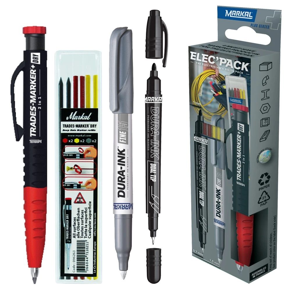 Markeringspen (sæt) Markal 22272; 3 stk. + blyant kerne