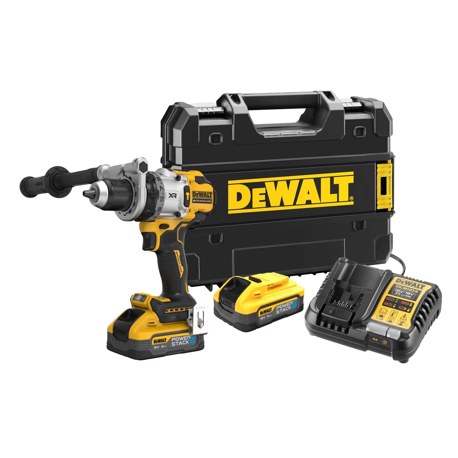 Slagskruetrækker / bor DeWalt DCD1007H2T-QW; 18 V; 2x5,0 Ah batt.