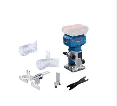 Batteridrevet kantfræser Bosch GLF 18V-8 Professional; 18 V (uden batteri og oplader) + Tilbehør