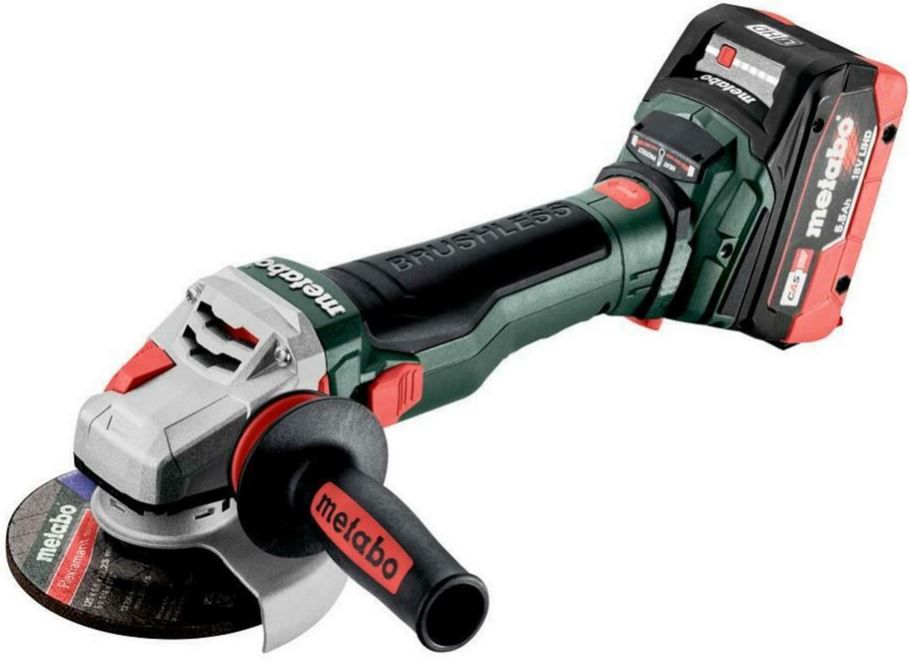 Vinkelsliber Metabo WB 18 LTX BL 15-125; 18 V; 125 mm; 2x5,5 Ah batteri.;  med koffert
