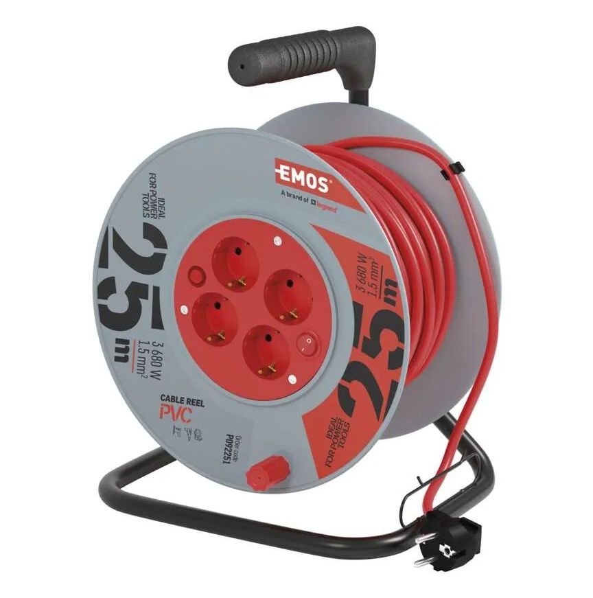 Kabeltromle med forlængerkabel Emos P092251; 25 m; 3x1,5 mm²