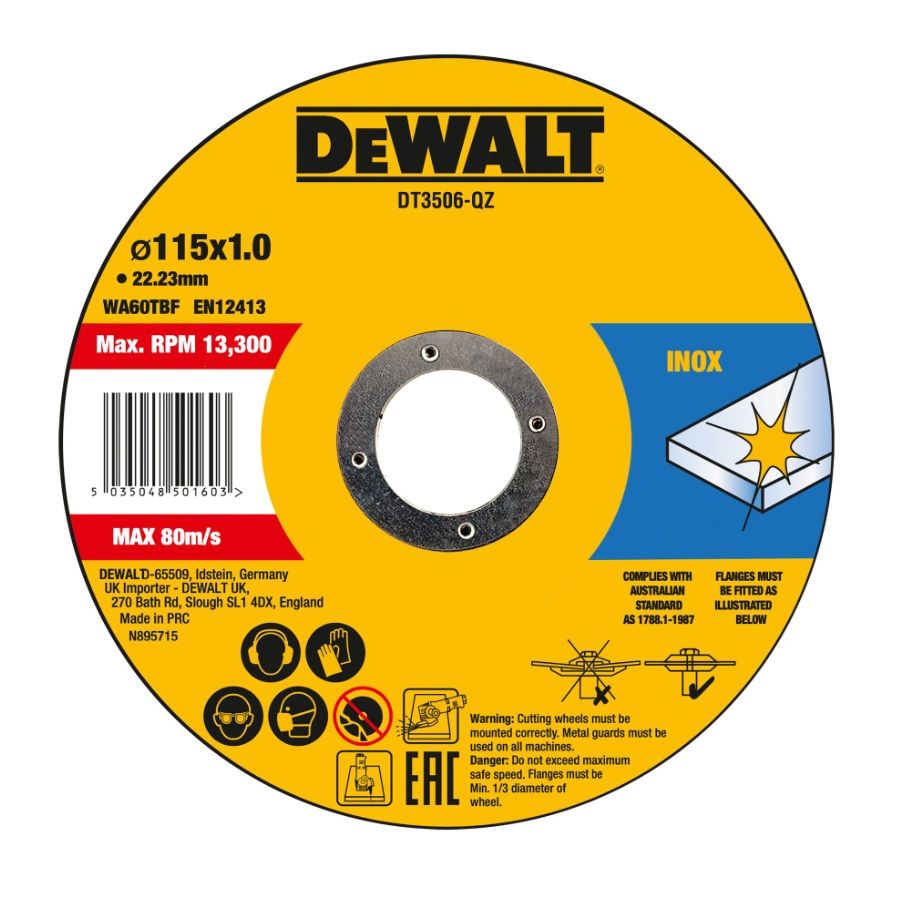 Skæreskive DeWalt DT3506-QZ; 115x22,23x1,0 mm; 10 stk.