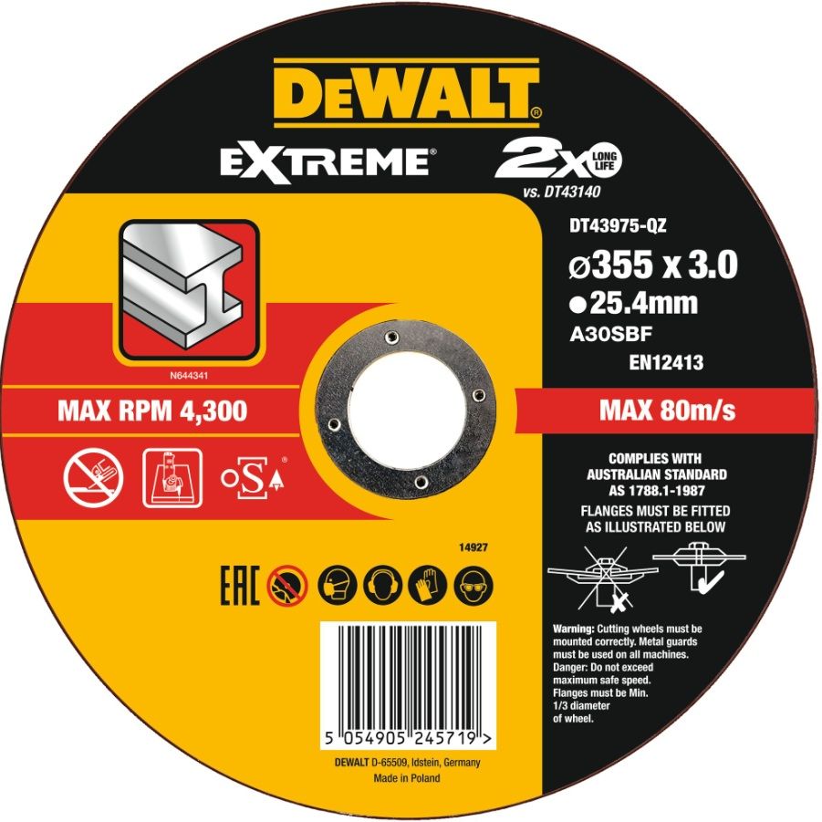 Skæreskive DeWalt DT43975-QZ; 355x25,4x3,0 mm