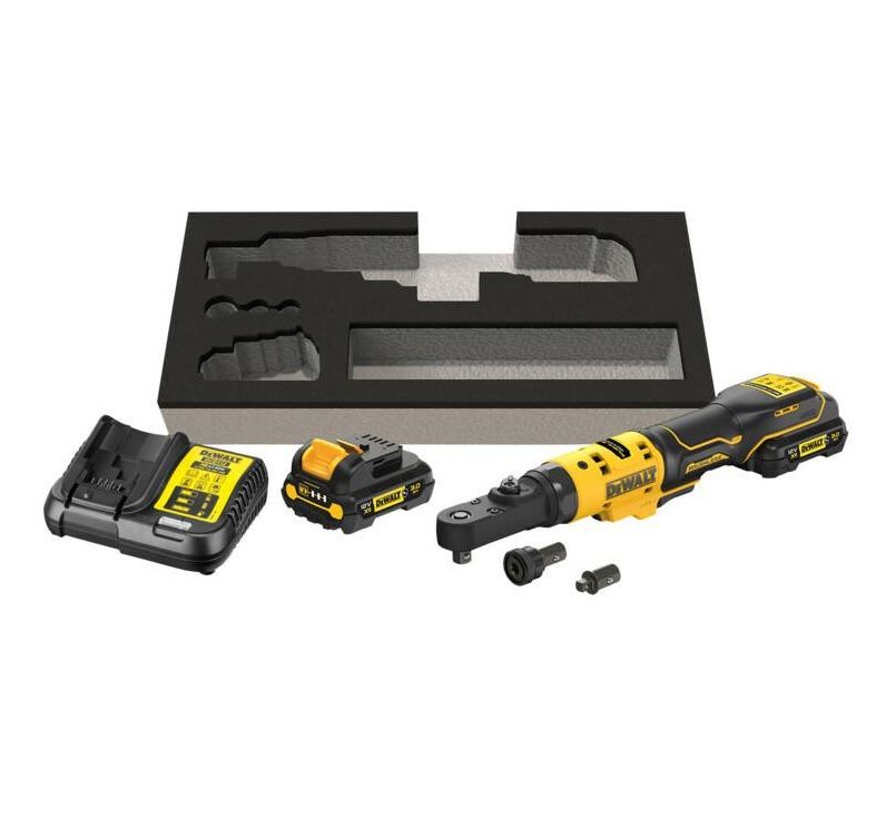 Akku skralde DeWalt DCF500L2G-QW; 12 V; 1/4''-3/8''; 75 Nm; 2x3,0 Ah batt.