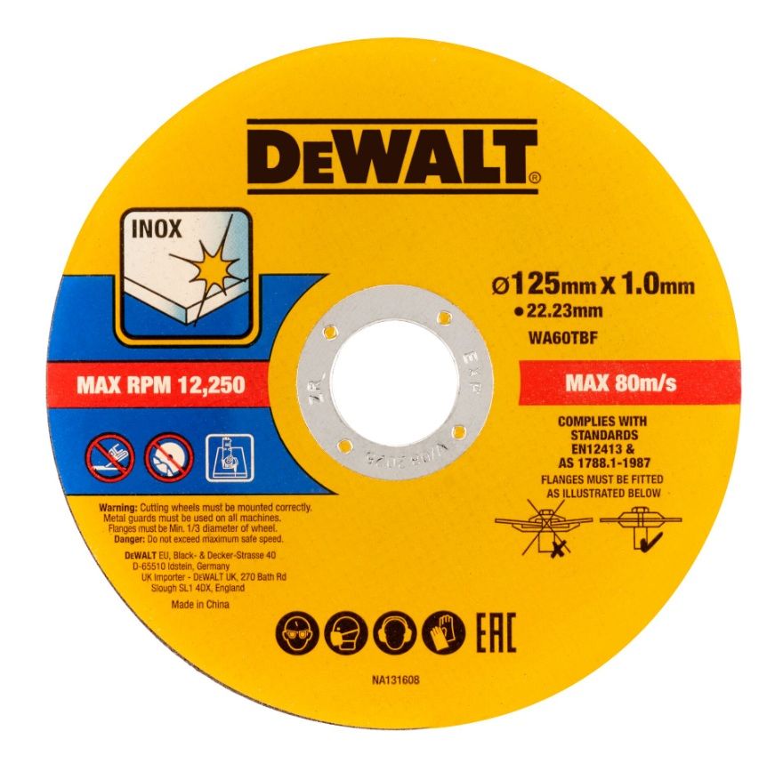 Skæreskive DeWalt DT20594-QZ; 125x22,23x1,0 mm; 25 stk.