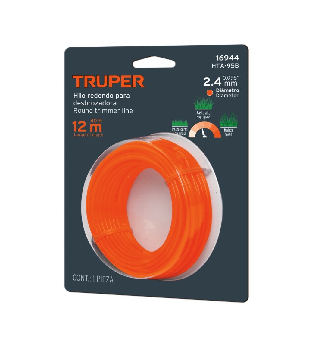 Trimmertråd Truper HTA-95B; 2,4 mm x 12 m