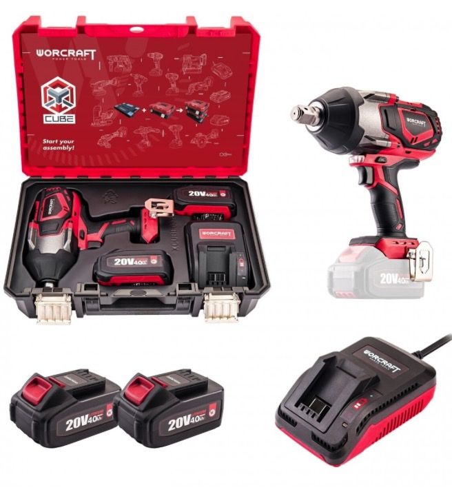 Slagnøgle Worcraft CIWS20LIB1800X; 20 V; 2x4,0 Ah batt.