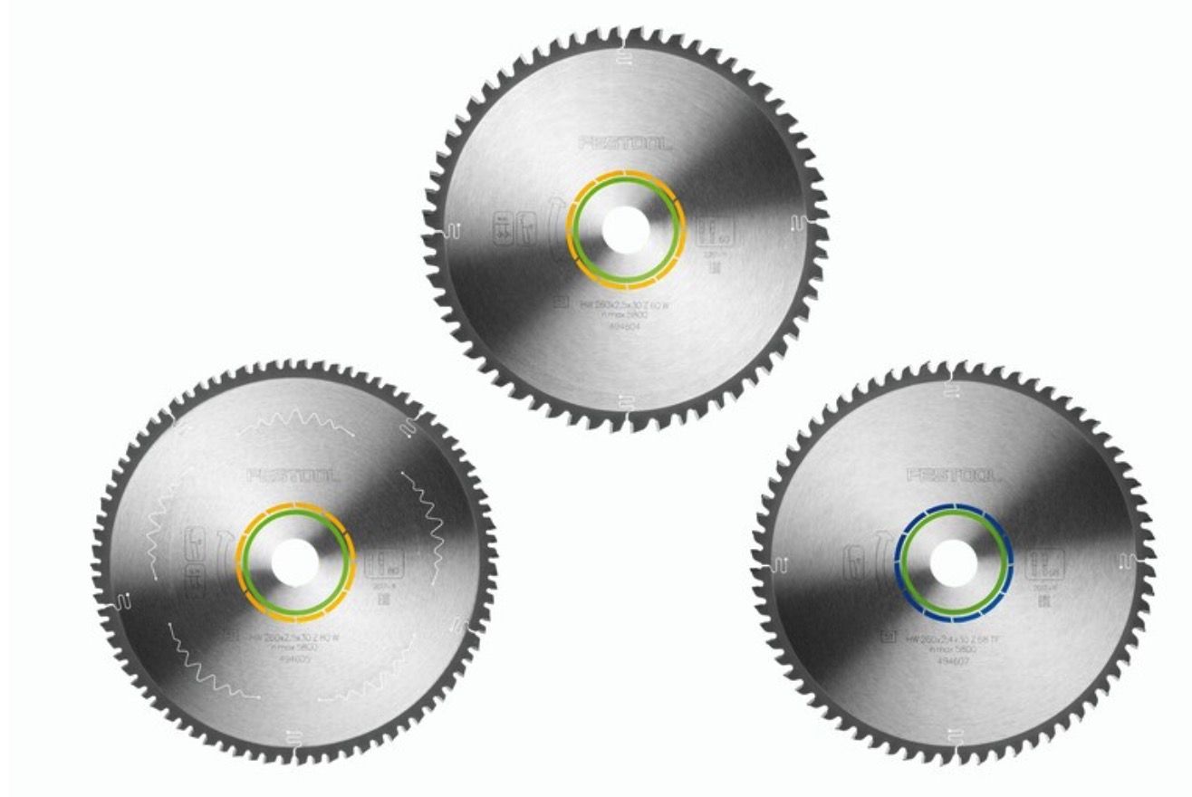 Skæreplader Festool 578570; 260x2,4/2,5x30,0 mm; Z60/Z80/TF68; -5°/0°; 3 stk.