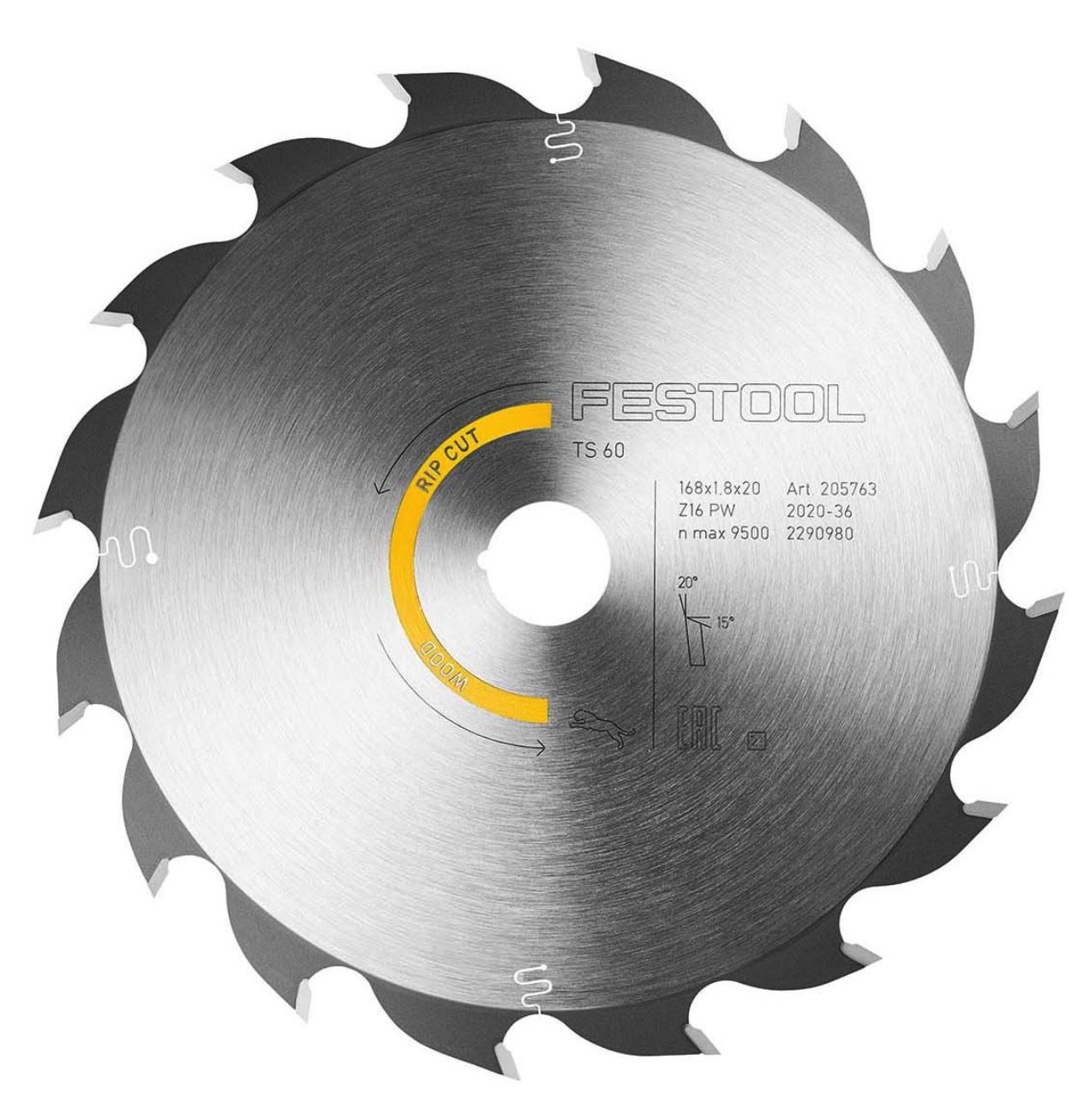 Rundsavsklinge til træ Festool 205763; 168x1,8x20,0 mm; Z16; 20°