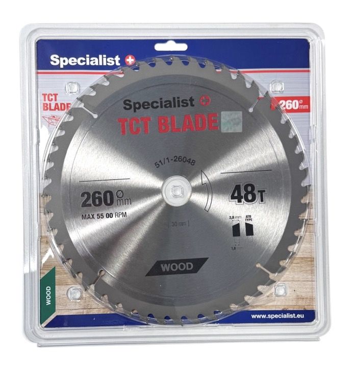 Rundsavsklinge til træ Specialist+ Wood; 260x30 mm; Z48